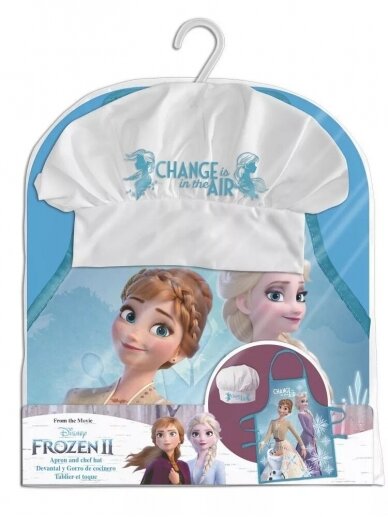 Mėlyna virtuvės šefo prijuostė su kepure Frozen 2107D130 1