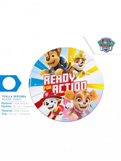 Paw Patrol apvalus paplūdimio rankšluostis 1193D175 1