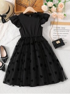 Puošni juoda suknelė su tiuliu 2782D288