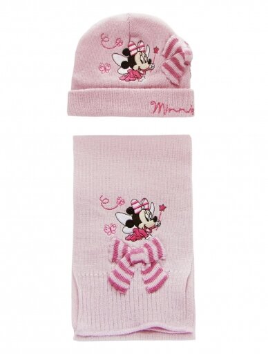 Šviesiai rožinės spalvos kepurė ir šalikas MINNIE MOUSE 1049PLD06 1